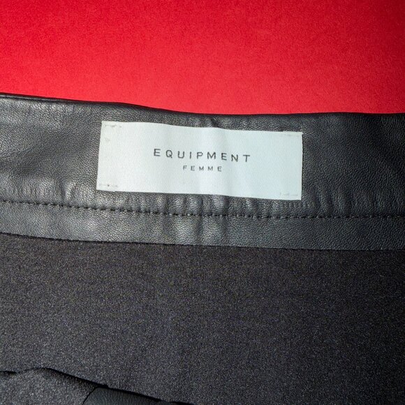 Equipment Myra Black Leather Skirt Asymmetric High-Low Size 8 Lambskin - Picture 10 of 12